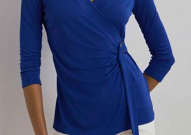Lauren Ralph Lauren γυναικεία μπλούζα κρουαζέ μονόχρωμη Relaxed Fit - 200889081020 Μπλε - LAUREN RALPH LAUREN - 