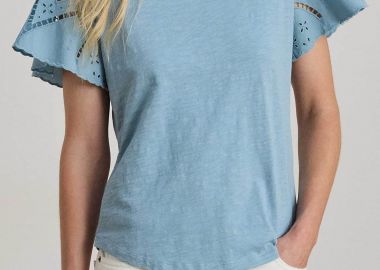 Lauren Ralph Lauren γυναικεία μπλούζα με κεντήματα στα μανίκια Relaxed Fit - 200P09104001 Μπλε Ανοιχτό - LAUREN RALPH LAUREN - 