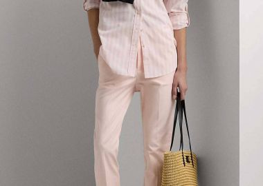 Lauren Ralph Lauren γυναικείο chino παντελόνι μονόχρωμο με τσέπες και μεταλλική λεπτομέρεια - 200811955033 Ροζ Ανοιχτό - LAUREN RALPH LAUREN - 