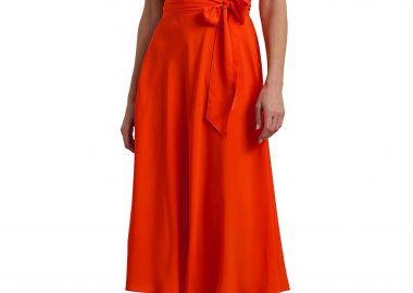Lauren Ralph Lauren γυναικείο φόρεμα midi με ζώνη - 250909427012 Κόκκινο - LAUREN RALPH LAUREN - 