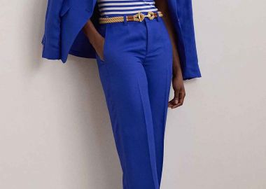 Lauren Ralph Lauren γυναικείο παντελόνι cropped με λινάρι - 200957332001 Μπλε Ηλεκτρίκ - LAUREN RALPH LAUREN - 