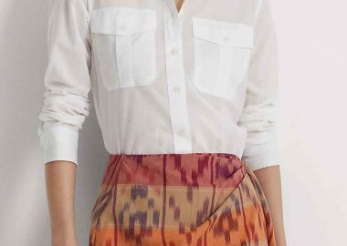 Lauren Ralph Lauren γυναικείο πουκάμισο μονόχρωμο με τσέπες Straight Fit - 200909145001 Λευκό - LAUREN RALPH LAUREN - 