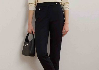 Lauren Ralph Lauren γυναικείο ψηλόμεσο παντελόνι cropped Straight Tapered Fit - 200980023001 Μαύρο - LAUREN RALPH LAUREN - 