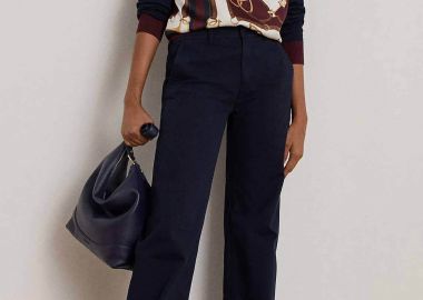 Lauren Ralph Lauren γυναικείο ψηλόμεσο παντελόνι Wide Leg - 200965654001 Μπλε Σκούρο - LAUREN RALPH LAUREN - 