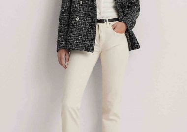 Lauren Ralph Lauren γυναικείο τζην παντελόνι μονόχρωμο cropped πεντάτσεπο - 200933324001 Κρέμ - LAUREN RALPH LAUREN - 