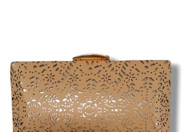 lazer cut clutch δερματίνη Sherry beige - PerfectDress.gr - 