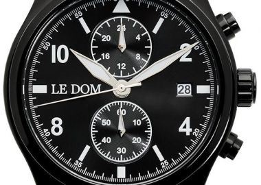LE DOM Pilot Chronograph - LD.1348-8, Black case with Stainless Steel Bracelet - Le Dom - 