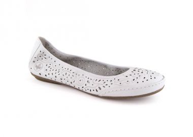 Leather comfortable openwork shoes Rieker W RKR649 white - Rieker - 