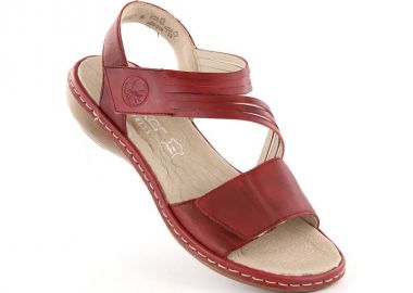 Leather comfortable sandals Rieker W RKR685 red - Rieker - 