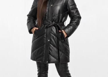 Leather-like μπουφάν me γούνινη επένδυση σε μαύρο χρώμα -  - 