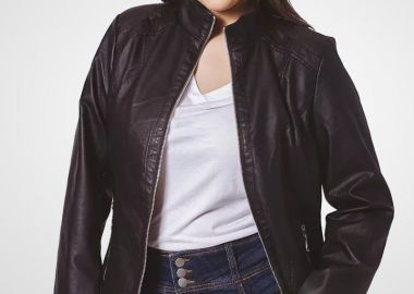 Leather-like μπουφάν σε μαύρο χρώμα -  - 