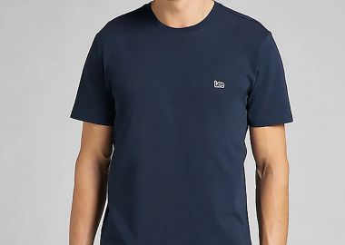 Lee ανδρικό T-shirt μονόχρωμο με logo patch Regular Fit - L60UFQ35-** Μπλε Σκούρο - LEE - 