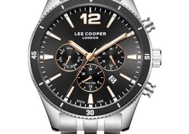 LEE COOPER Dual Time Men's - LC07641.360, Silver case with Metal Bracelet - Lee Cooper - 