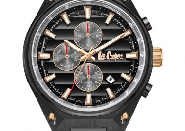 LEE COOPER Dual Time Men's - LC08026.060, Black case with Metal Bracelet - Lee Cooper - 