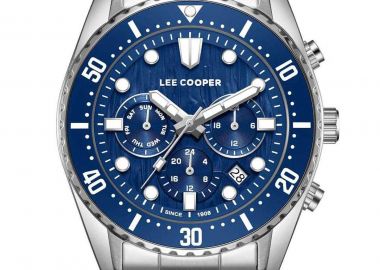 LEE COOPER Dual Time Men's - LC08101.390, Silver case with Metal Bracelet - Lee Cooper - 