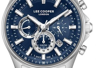 LEE COOPER Dual Time Men's - LC08213.390, Silver case with Metal Bracelet - Lee Cooper - 