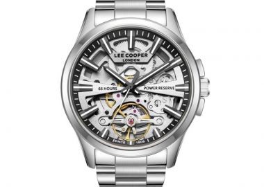 LEE COOPER Men's Skeleton Automatic - LC08311.350, Silver case with Metal Bracelet - Lee Cooper - 