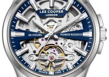 LEE COOPER Men's Skeleton Automatic - LC08311.390, Silver case with Metal Bracelet - Lee Cooper - 