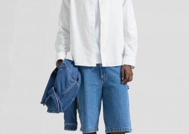 Lee® ανδρική denim βερμούδα με logo patch Regular Fit 