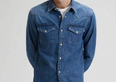 Lee® ανδρικό denim overshirt με flap τσέπες μπροστά 