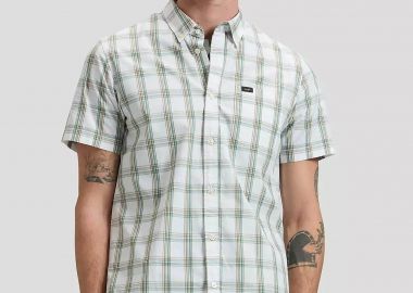 Lee® ανδρικό πουκάμισο button down με τσέπη και ριγέ σχέδιο Regular Fit - 112376552 Πράσινο Ανοιχτό - LEE - 