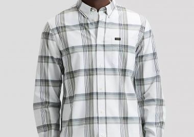 Lee® ανδρικό πουκάμισο button down με τσέπη και ριγέ σχέδιο Regular Fit - 112376563 Λευκό - LEE - 