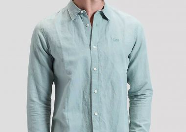 Lee® ανδρικό πουκάμισο με logo print μονόχρωμο Regular Fit - 112376550 Πράσινο Ανοιχτό - LEE - 
