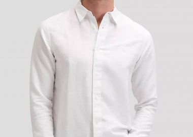 Lee® ανδρικό πουκάμισο με logo print μονόχρωμο Regular Fit - 112376559 Λευκό - LEE - 