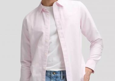 Lee® ανδρικό πουκάμισο με logo print μονόχρωμο Regular Fit - 112376560 Ροζ - LEE - 