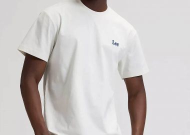 Lee® ανδρικό T-shirt με κεντημένο λογότυπο Regular Fit - 112376490 Υπόλευκο - LEE - 