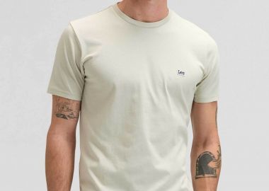 Lee® ανδρικό T-shirt με logo patch Regular Fit - 112376454 Κρέμ - LEE - 