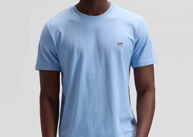 Lee® ανδρικό T-shirt με logo patch Regular Fit - 112376472 Μπλε Ανοιχτό - LEE - 