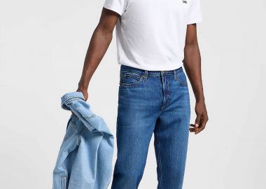 Lee® ανδρικό τζιν παντελόνι με logo patch Straight Fit - 112364167 Denim Blue Σκούρο - LEE - 