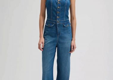 Lee® γυναικεία denim ολόσωμη φόρμα με τιράντες και cut-out Slim Fit - 112376714 Denim Blue - LEE - 