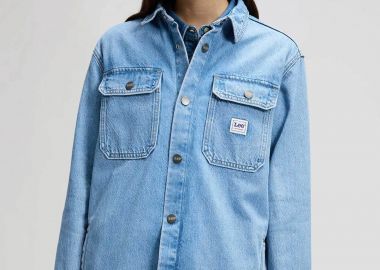 Lee® γυναικείο denim overshirt μονόχρωμο με flap τσέπες 