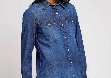 Lee® γυναικείο denim πουκάμισο με τσέπες Regular Fit 