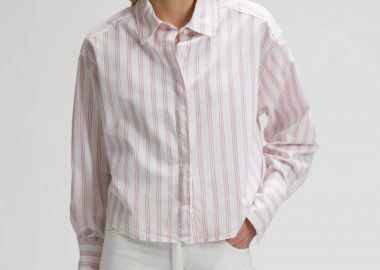Lee® γυναικείο πουκάμισο cropped με ριγέ σχέδιο Regular Fit - 112378893 Ροζ - LEE - 