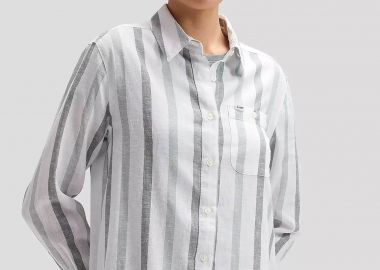 Lee® γυναικείο πουκάμισο με ριγέ σχέδιο Regular Fit - 112376961 Πράσινο - LEE - 