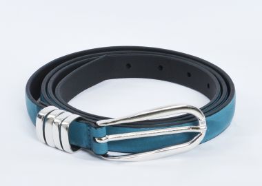 Λεπτή δερμάτινη ζώνη με μεταλλική αγκράφα - MAT FASHION - 