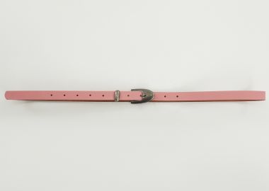 Λεπτή δερμάτινη ζώνη με οβάλ αγκράφα - MAT FASHION - 