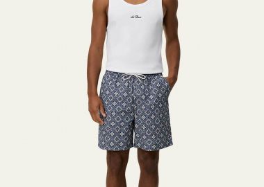 Les Deux ανδρική βερμούδα με ελαστική μέση και all-over arabesque print Regular Fit 