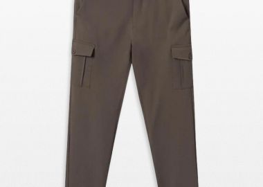 LES DEUX Ανδρικό Γκρι Como Cargo Suit Pants - LES DEUX - 