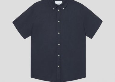 LES DEUX Ανδρικό Μπλε Kris Linen SS Shirt - LES DEUX - 
