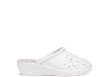 Λευκή γυναικεία δερμάτινη παντόφλα - MIGATO - 