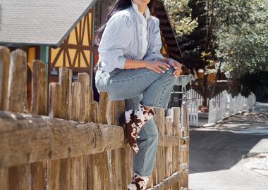 Λευκό καφέ western μποτάκι - MIGATO - 