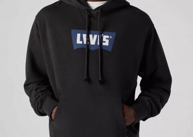 Levi's® ανδρική μπλούζα φούτερ με κουκούλα και σταμπωτό λογότυπο Relaxed Fit - A73860019 Μαύρο - LEVI'S - 