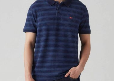 Levi's® ανδρική μπλούζα πόλο με ριγέ σχέδιο και λογότυπο Standard Fit - 358830276 Μπλε Σκούρο - LEVI'S - 