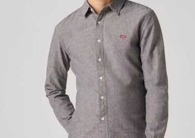 Levi's® ανδρικό πουκάμισο με μικροσχέδιο και λογότυπο Slim Fit - 866250018 Γκρι - LEVI'S - 