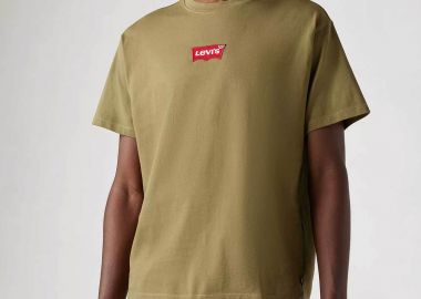 Levi's® ανδρικό T-shirt μονόχρωμο με λογότυπο Relaxed Fit - 0008C0007 Λαδί - LEVI'S - 