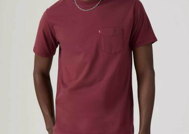 Levi's® ανδρικό T-shirt μονόχρωμο με τσέπη Standrad Fit - 193420440 Μπορντό - LEVI'S - 